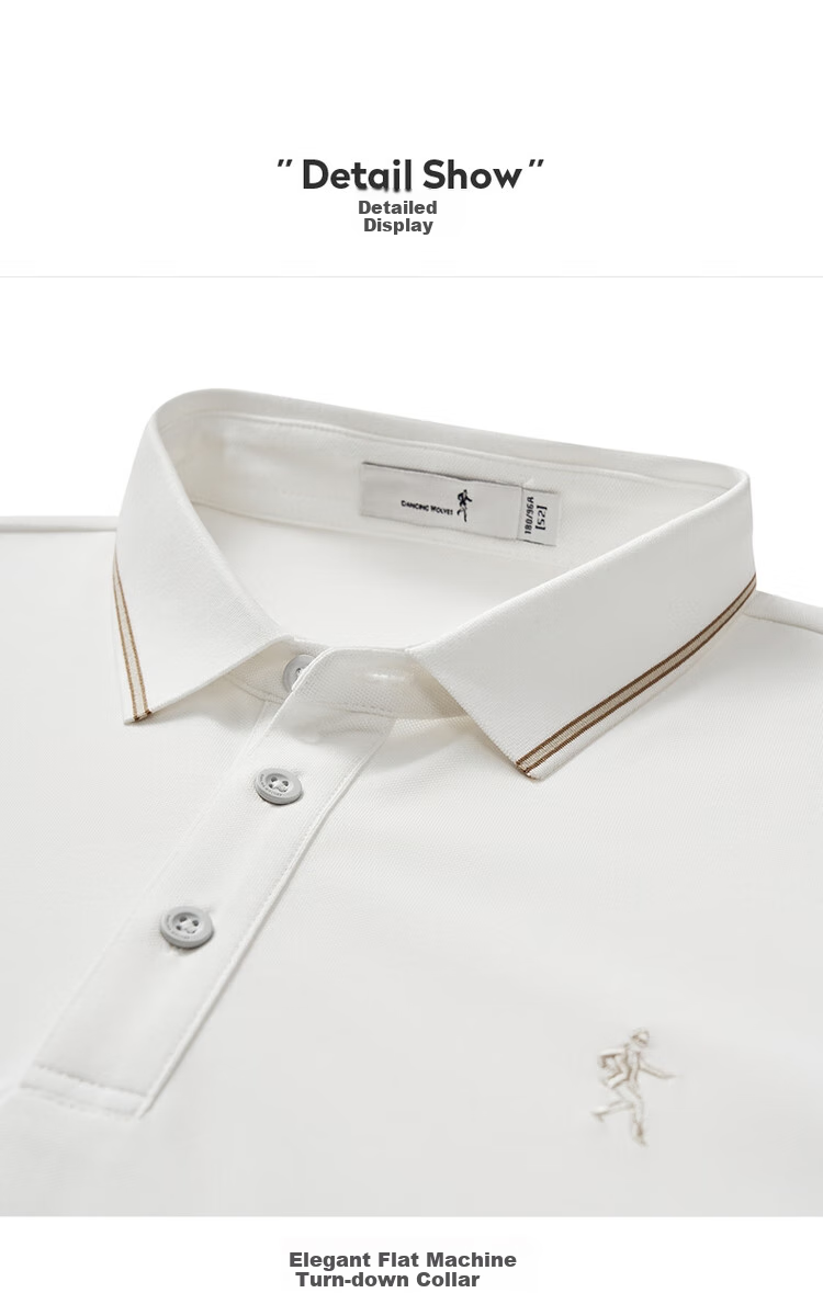 DANCING WOLVES [7A Antibacterial & Instant Cooling] Smooth Mulberry Silk Men's Short-Sleeve POLO 803 Pure White M (170) 17
