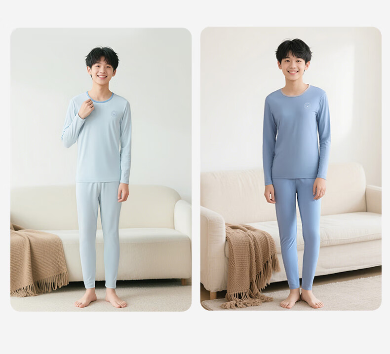Dingguagua Girls' Junior High School Cotton Thermal Underwear Set, Cream, Size 160 9