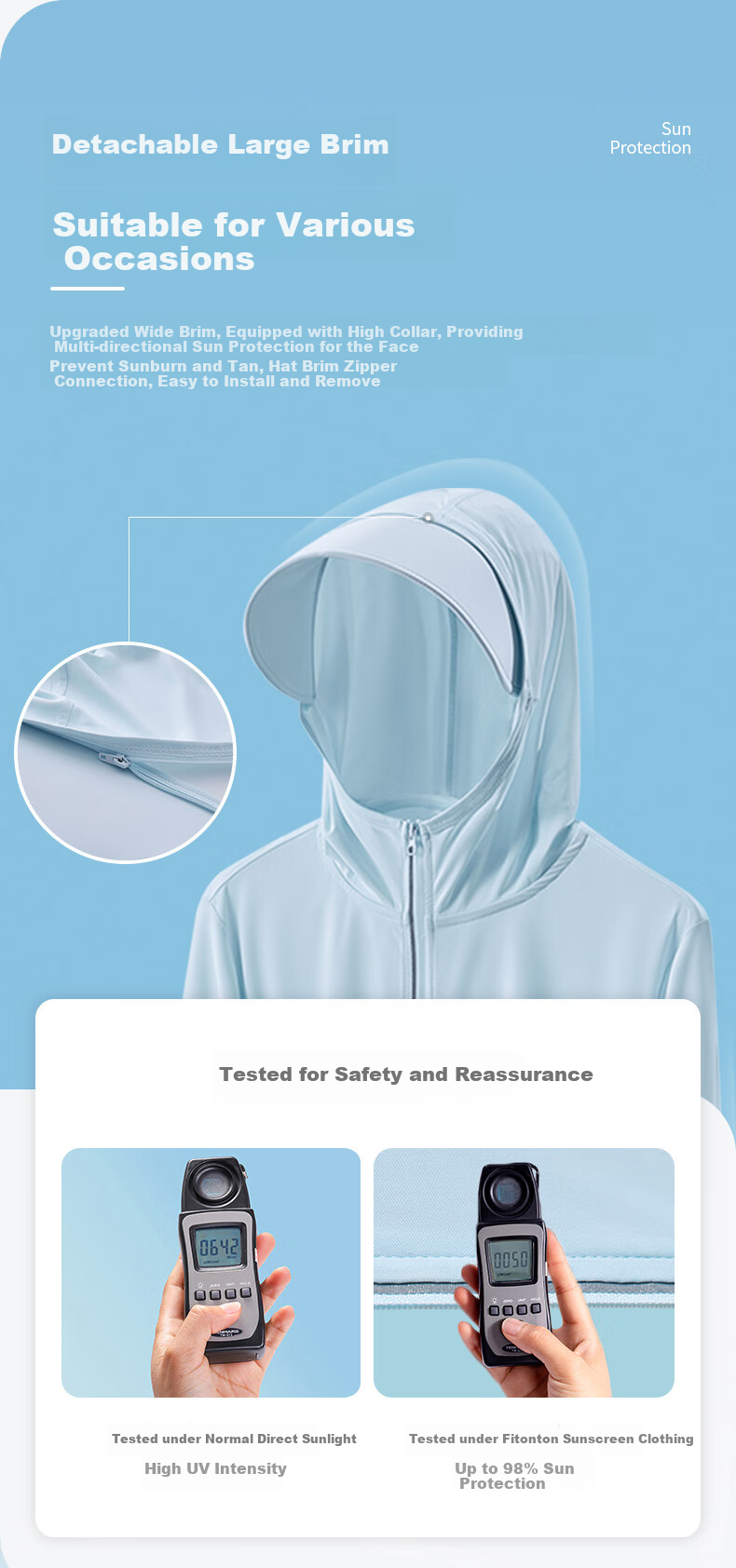 FitonTon Women's Sun Protection Jacket, Spring And Summer Lightweight Ice Silk Sun Protection Clothing, Long-Sleeve Skin Coat, UPF50+ Sun Protection Shirt ZN2208B, Lavender Purple, M 5