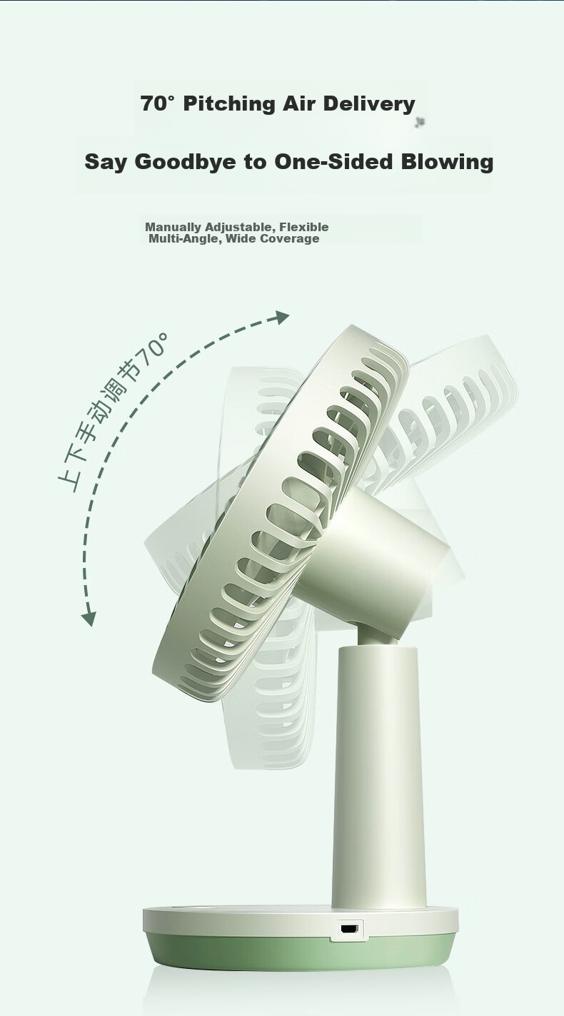 GREE USB Rechargeable Fan, Desktop Handheld Mini Desk Fan, Portable Office Outdoor Camping Home Office Table Fan, Electric Fan FSTZ-1201A6 9