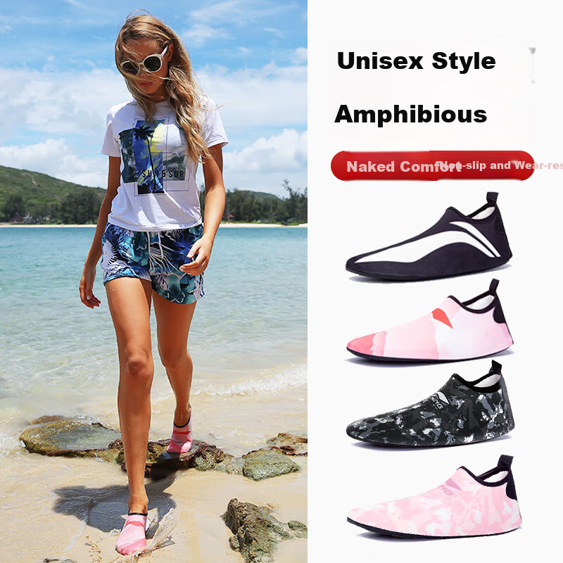 Li-Ning Beach Shoes for Men And Women, Swimming And Rafting Sandals, Non-Slip, Cut-Resistant, Skin-Friendly, Water Park, Beach Combing, Snorkeling, Breathable, Wear-Resistant
