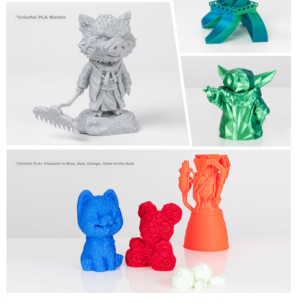 Caige 3D Printing Filament PLA+ 1.75mm Compatible with Tuozhu, Chuangxiang Sanwei, Duoku, Jiguang Erwo 3D Printer Drawing Pen Line Material, Gray, 1kg 12