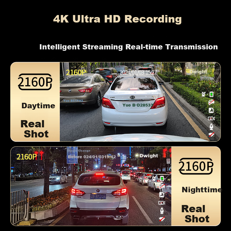 Видеорегистратор Dingweite 4K с ночным видением, записью передней и задней камеры, панорамным обзором 360 градусов, камера заднего вида