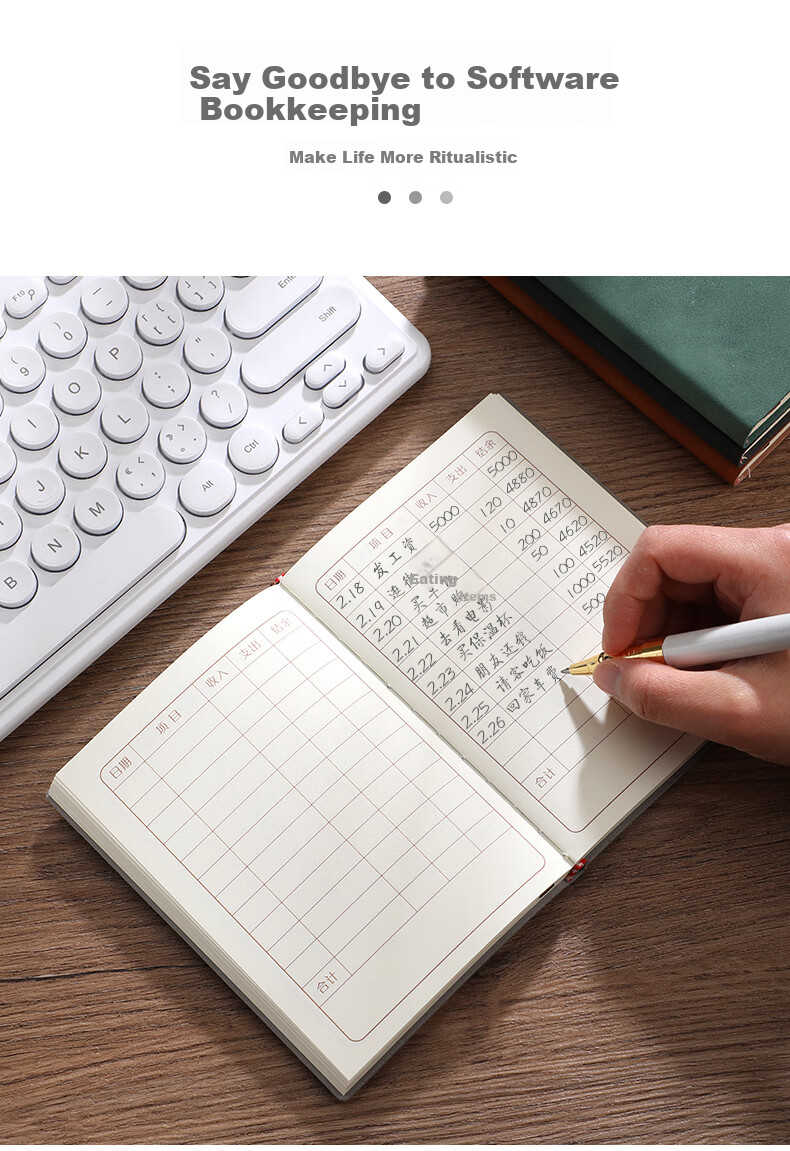 Jinyi 2026 New Daily Journal, Thick Cash Account Book for Income And Expenses, Business Profit Ledger, A5 Accounting Notebook - Gray (180 Sheets) 4