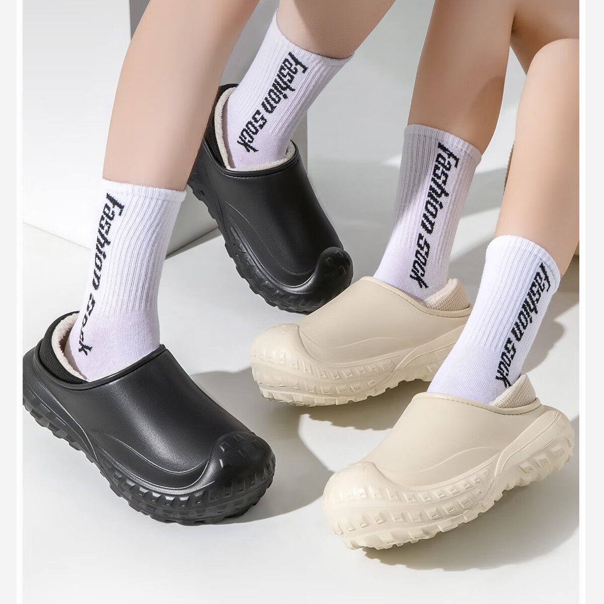 TZLDN Waterproof Cotton Shoes Men's Autumn Winter Warm Couple Men's Outdoor Cotton Slippers Black 40-41 2