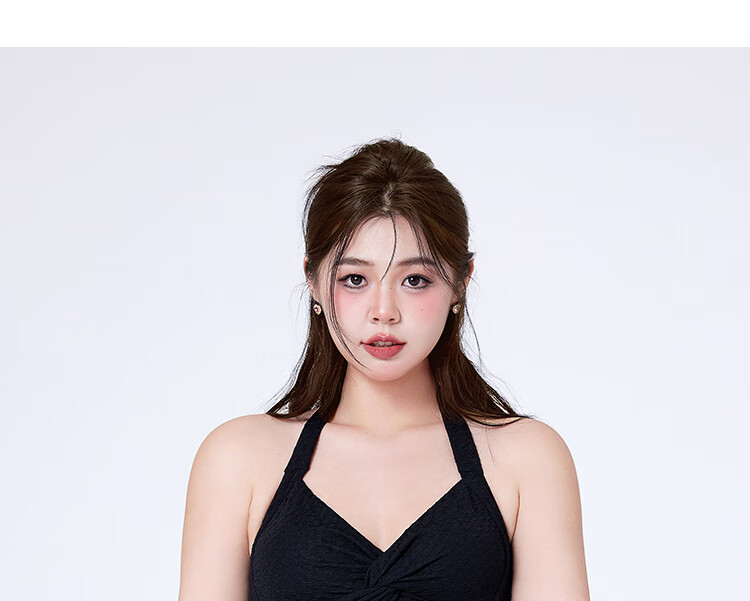 Agliondy Plus Size Halter One-Piece Swimsuit for Women, Slimming and Flattering, Elegant High-End Square Leg Design, 2025 New Resort Collection 12