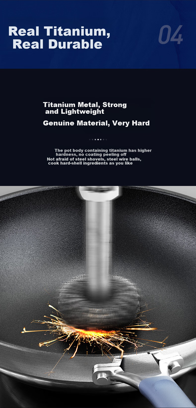 ASD Wok with Real Titanium Non-Stick Coating, No Fluorine Layer, Titanium-Containing Stir-Fry Pan, 32cm, Compatible with Gas And Induction Cooktops 14
