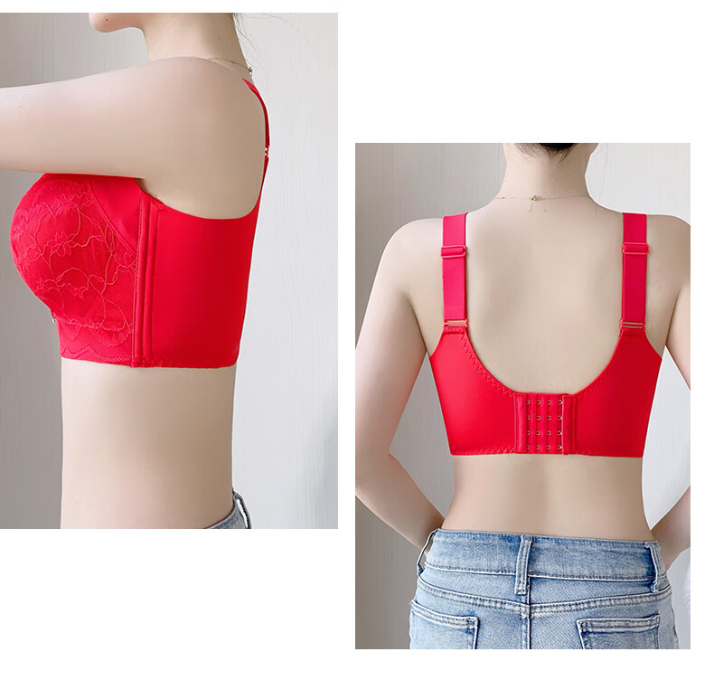 PBENO Women's Thin Bra 2025 New Summer Large Bust Minimizing Anti-Sagging Pink Beige 36/80BCD 24