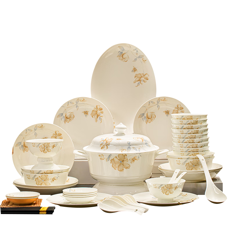 Mornenjoy Jingdezhen Bowl And Plate Set for Home, 2026 New Stylish Dishware Set, Bowls And Plates Tableware Set for Housewarming Gift