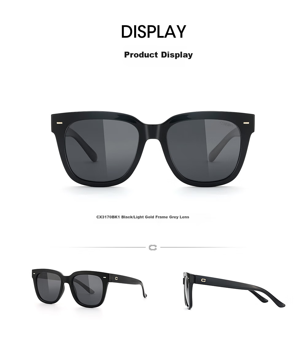 CAXMAN GM Sunglasses for Men And Women, Trendy Black Frame Retro Polarized Driving Glasses, Square Frame UV Protection Sunglasses for Me 8
