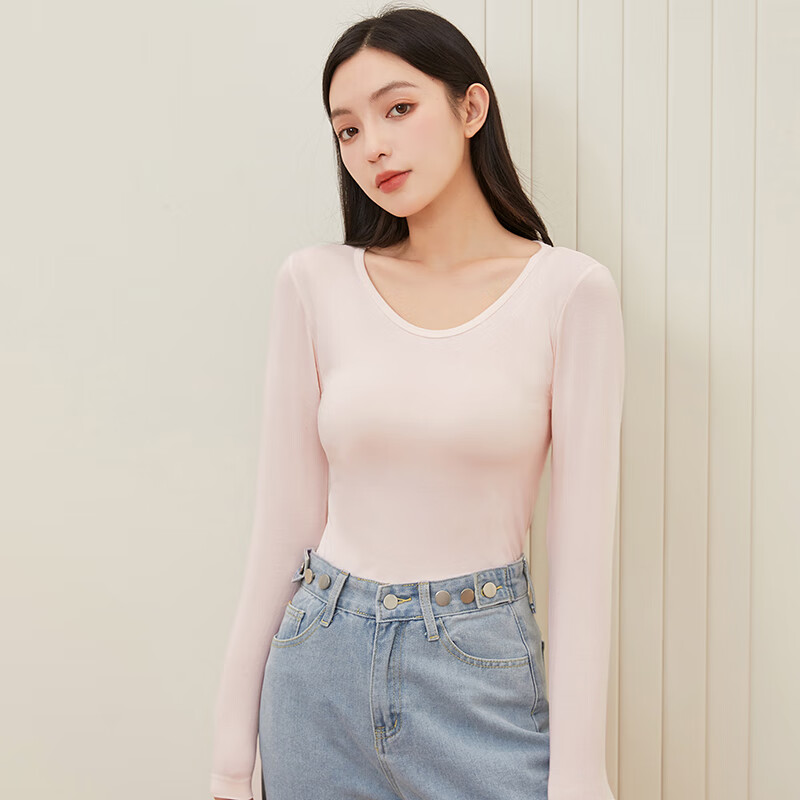 Langsha Women's Cotton Thin Slim Fit Versatile Stylish Long Sleeve Seamless Cotton Sweater Autumn Winter New Base Shirt 18