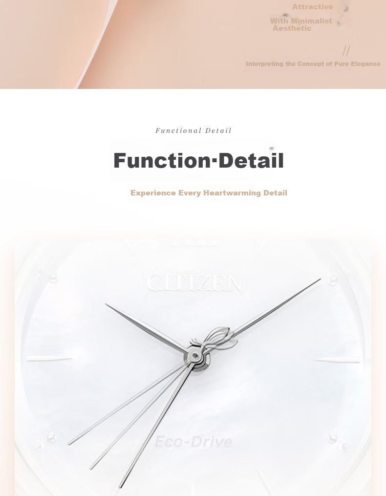 CITIZEN Watch for Women, Japanese And Korean Style L Series Eco-Drive Mother-Of Steel Strap Student Gift for Girlfriend EM0810-84D 9