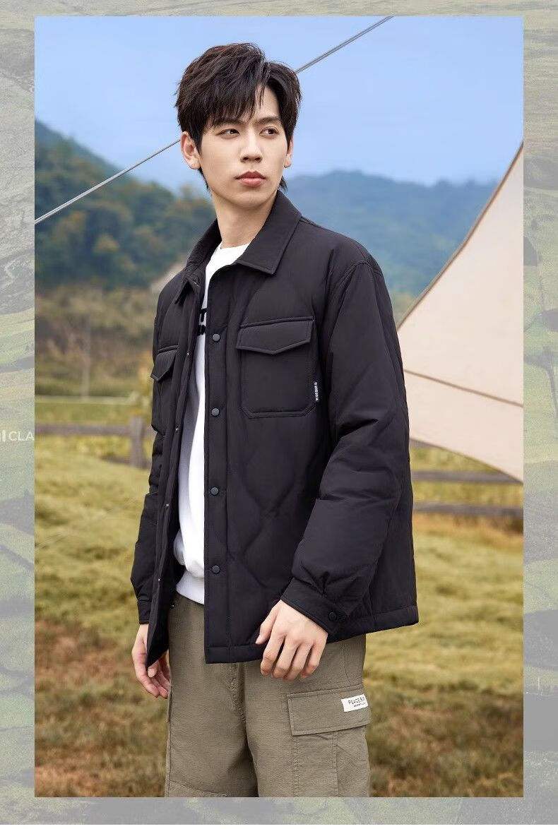 YAYA Men's Shirt Collar Down Jacket Winter 2025 Fashion Warm Lightweight Unisex Outdoor Casual Coat 4