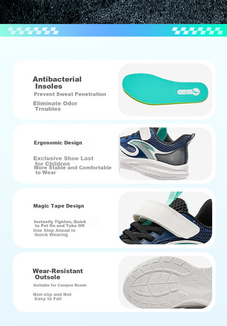 ANTA Children's Sports Shoes, Boys' Summer Mesh Breathable Running Shoes, Big Kids' Sneakers A12525501 9