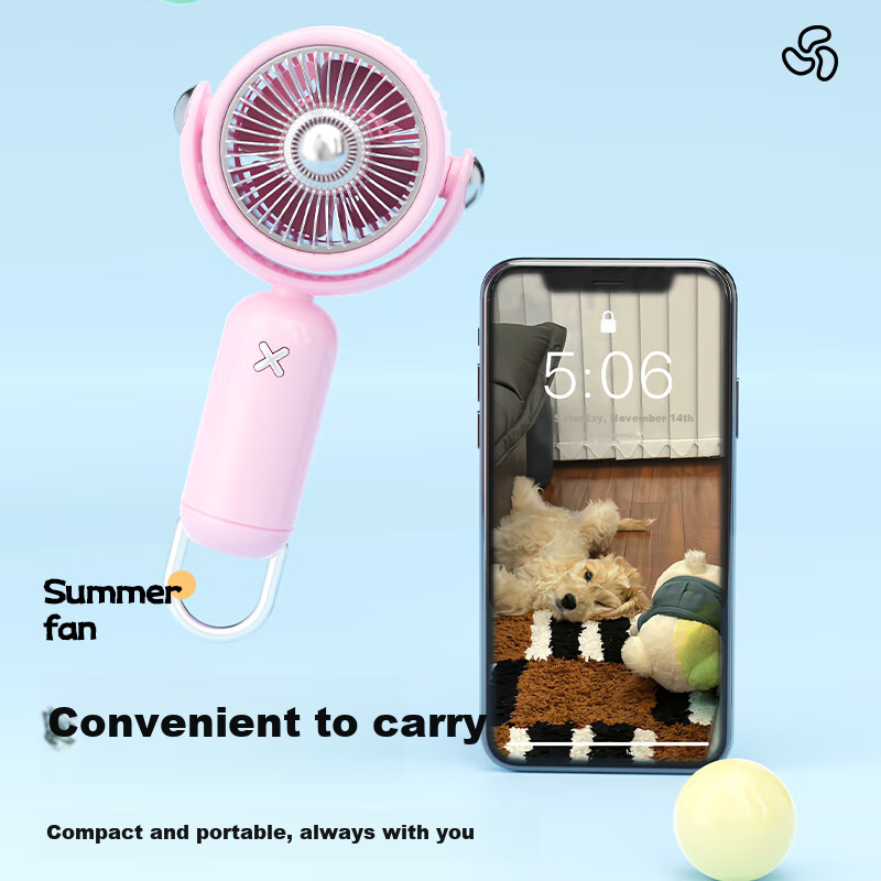 Siyicai Mini Handheld Fan, Compact USB Rechargeable Fan with Strong Airflow, Desktop Portable Stylish Small Fan, YS2506 Coral Pink