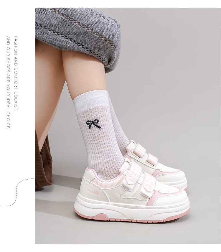 Warrior Women's Thick Sole Easy Velcro Shoes Spring Autumn Casual Sneakers Student Sports Shoes Beige Blue Size 36 10