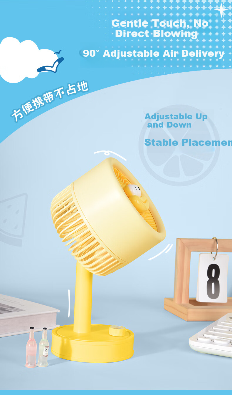 Ouliwen Mini Fan, Desktop And Bed Use, USB Rechargeable, Low Noise, Stepless Speed Adjustment with Base, Portable Mini High-Power Electric Fan for Office And Dormitory, Purple 5