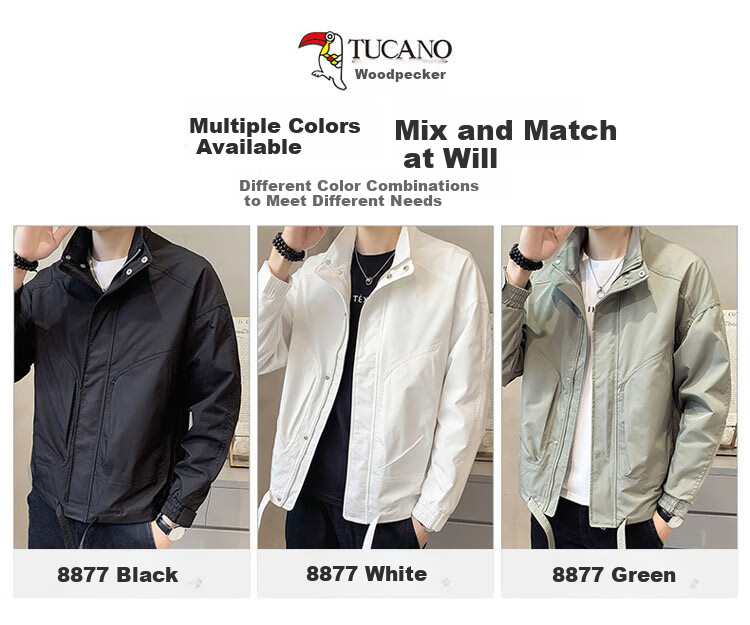 TUCANO Jacket, Men's Coat, Spring And Autumn Season, Trendy Business Casual Stand-Up Collar, Windproof Outerwear for Men, Black, XL 5