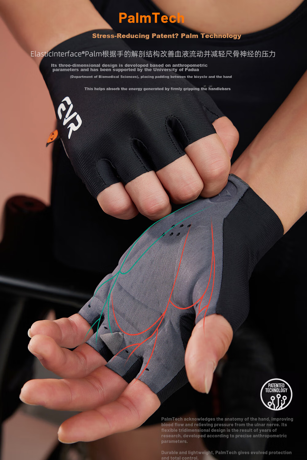 EVR Double Arrow Cycling Gloves, MITI Fabric, Half-Finger, Summer Shock-Absorbing Short Finger, Gray, Size L 3