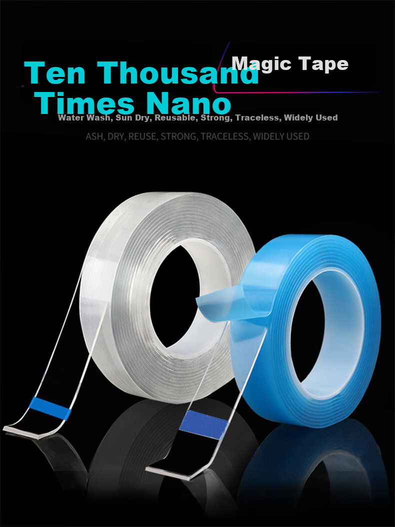 Siyicai Transparent Nano Double-Sided Tape, Strong Adhesive, Double-Sided Sticker, Nano Tape, Invisible Adhesive, Wall And Socket Sticker, Magic Tape, 3cm Wide * 3m Long * 2mm Thickened, 1 Roll 1