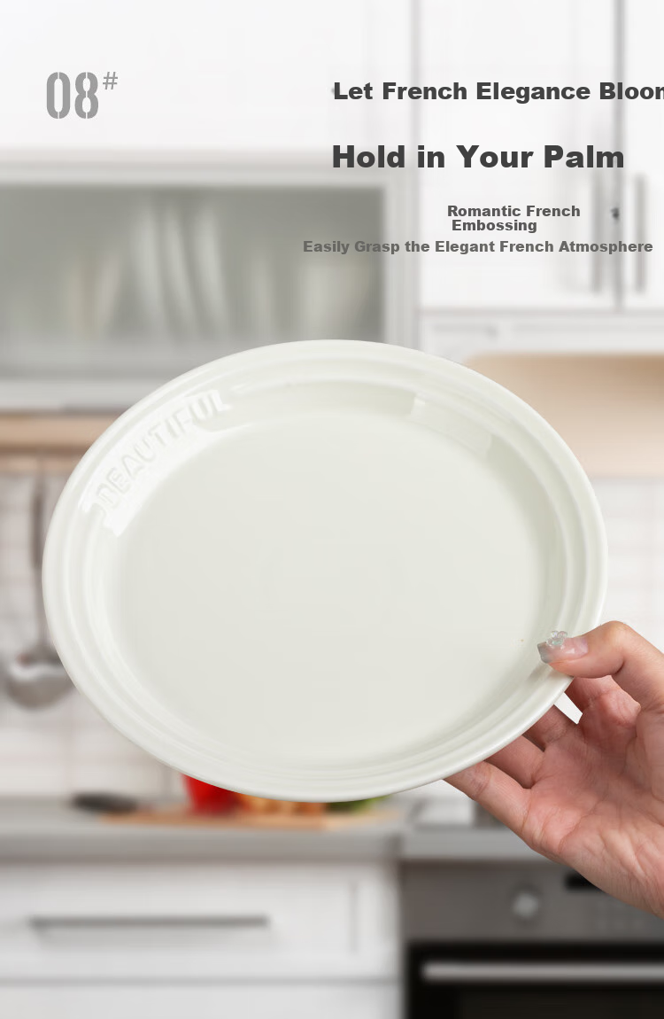 Banwushenghuo French Truffle White Tableware Set, Luxury Ceramic Dinnerware for Home Use, High-Quality Aesthetic Bowls And Plates, Housewarming Gift 12