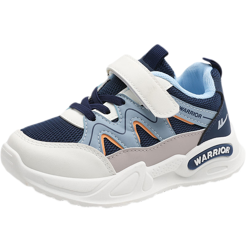 Warrior Running Shoes Children's Sports Shoes Boys Girls Casual Shoes White Sneakers WZ(CL)-1665 Beige Deep Blue 31