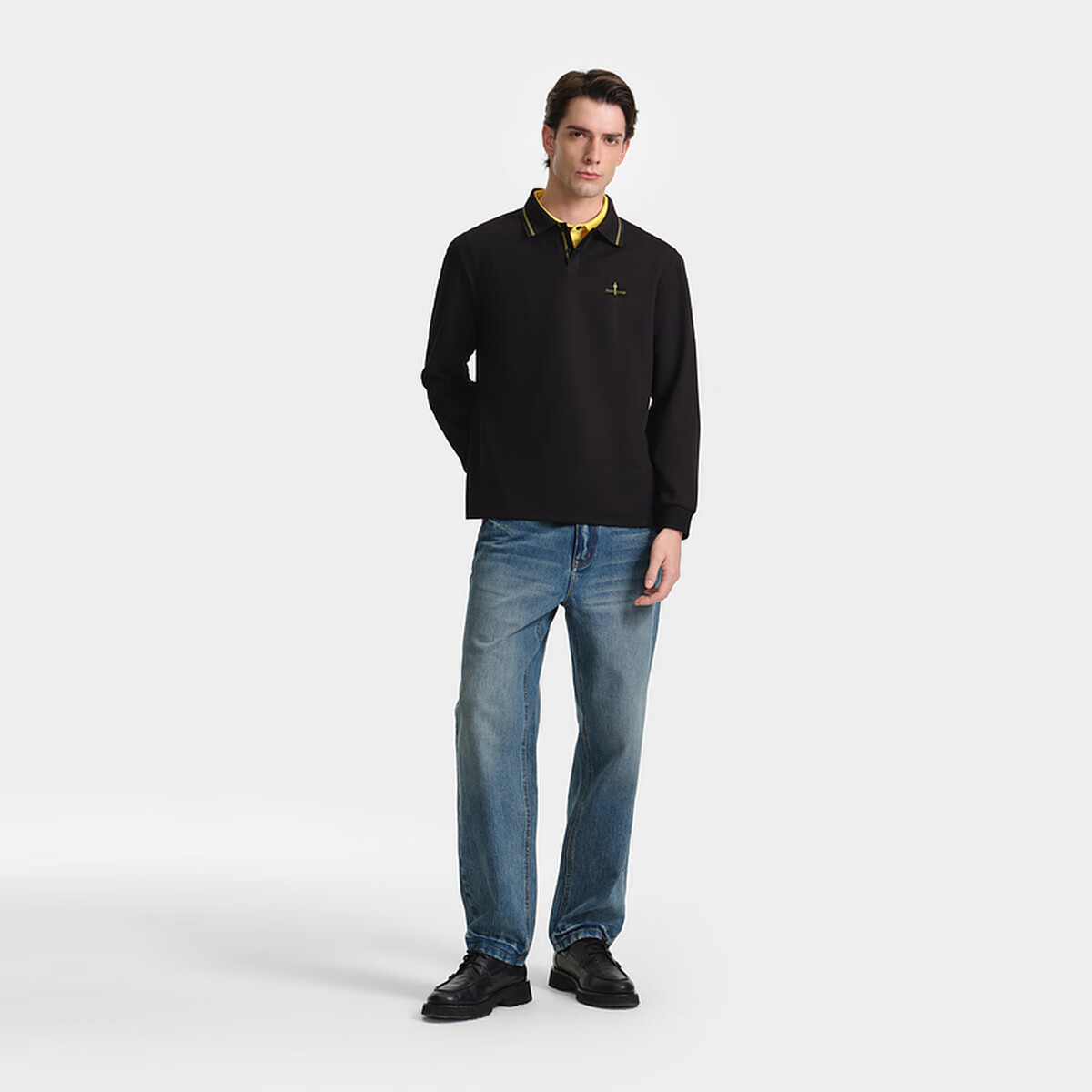 Biyinlefen Plaid Texture 2025 Autumn New Casual Versatile Commuter Men's Long Sleeve Polo Shirt