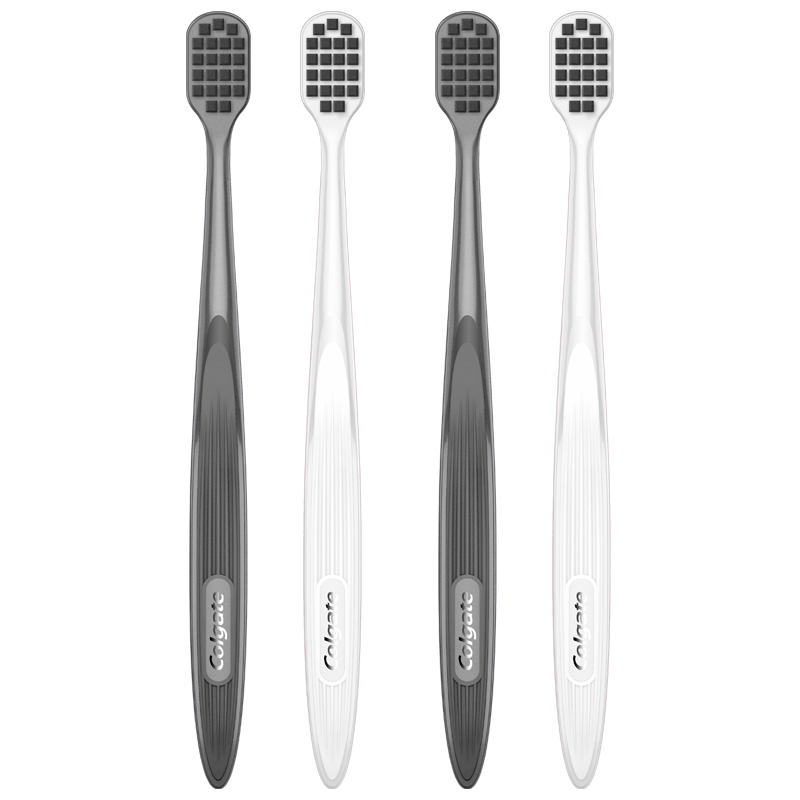 Colgate Wide Dense Charcoal Cotton Gum Care Wide Head Charcoal Soft Bristle Toothbrush 4-Pack Adult Family Men's Toothbrush Random Color