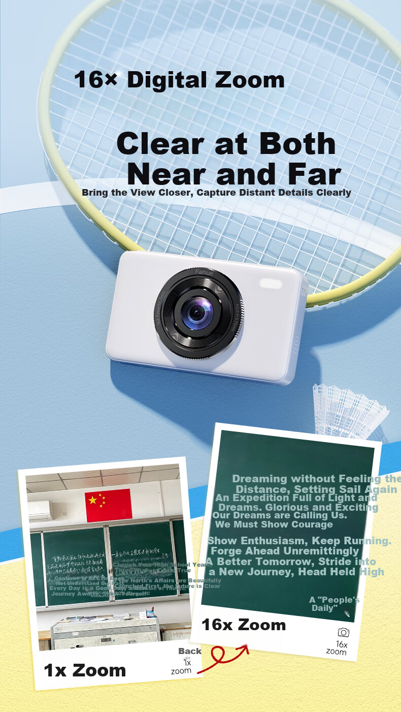FAMUE Student CCD Camera with Front And Rear Dual Digital Cameras, Campus Retro Mini Alternative, High-Definition Vlog Camera Card That Can Transfer to Phone, Gift for Girlfriend, 32GB 7