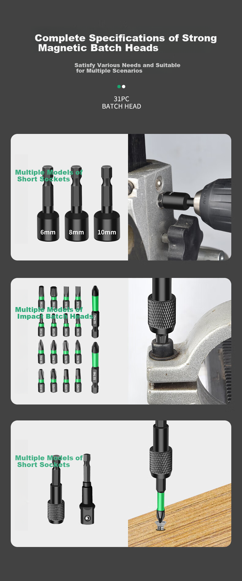 Baolian Screwdriver Set with Strong Magnet, Phillips, Flathead, Hex, Torx, 31 Pieces S2 Alloy Steel 11