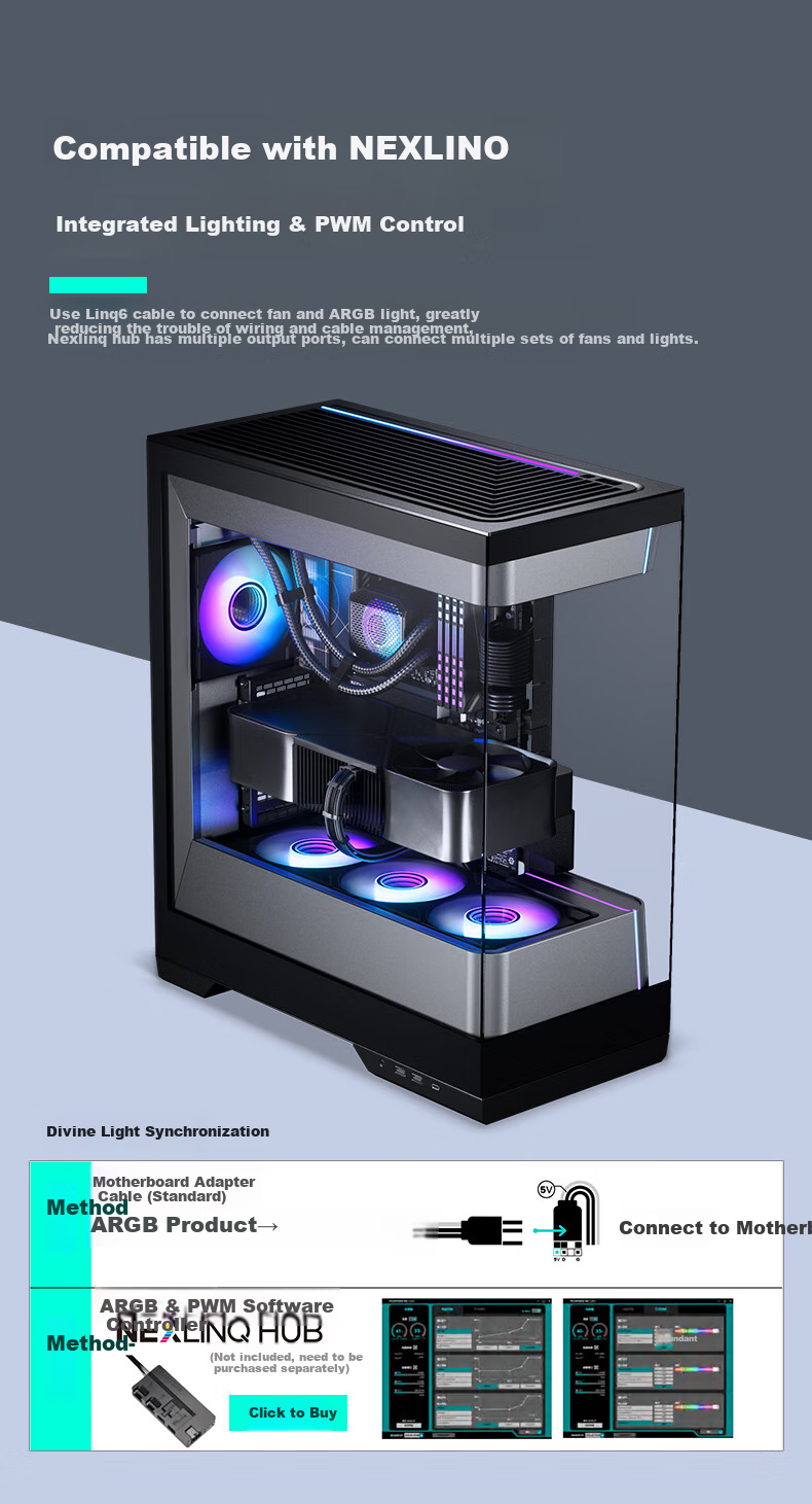 PHANTEKS EVOLV S2 Black Desktop Water-Cooled Computer Case with View Window (20G Type-C/120mm Fans*4/360mm Radiator Support/5090) 10