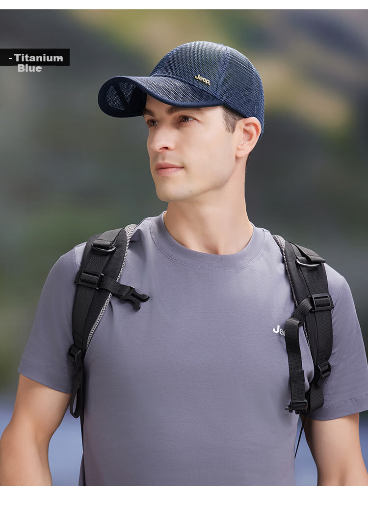 JEEP Men's Baseball Cap Summer Mesh Quick-Dry Sun Hat Unisex Visor Hiking Sun Hat Fishbone White 10