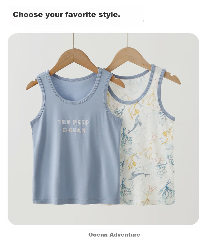 LangSha Children's Tank Top, Summer Boys Sleeveless T-Shirt, Thin Breathable Loungewear Top, Big Boys' Air Conditioning Wear Pajamas 10