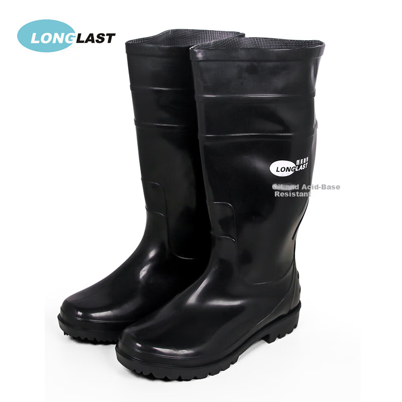 LONGLAST Thick Chemical Boots, High-Top Non-Slip Waterproof Shoes Rain Boots, Acid And Alkali Resistant, Black Rubber Shoes for Men And Women, Size 41