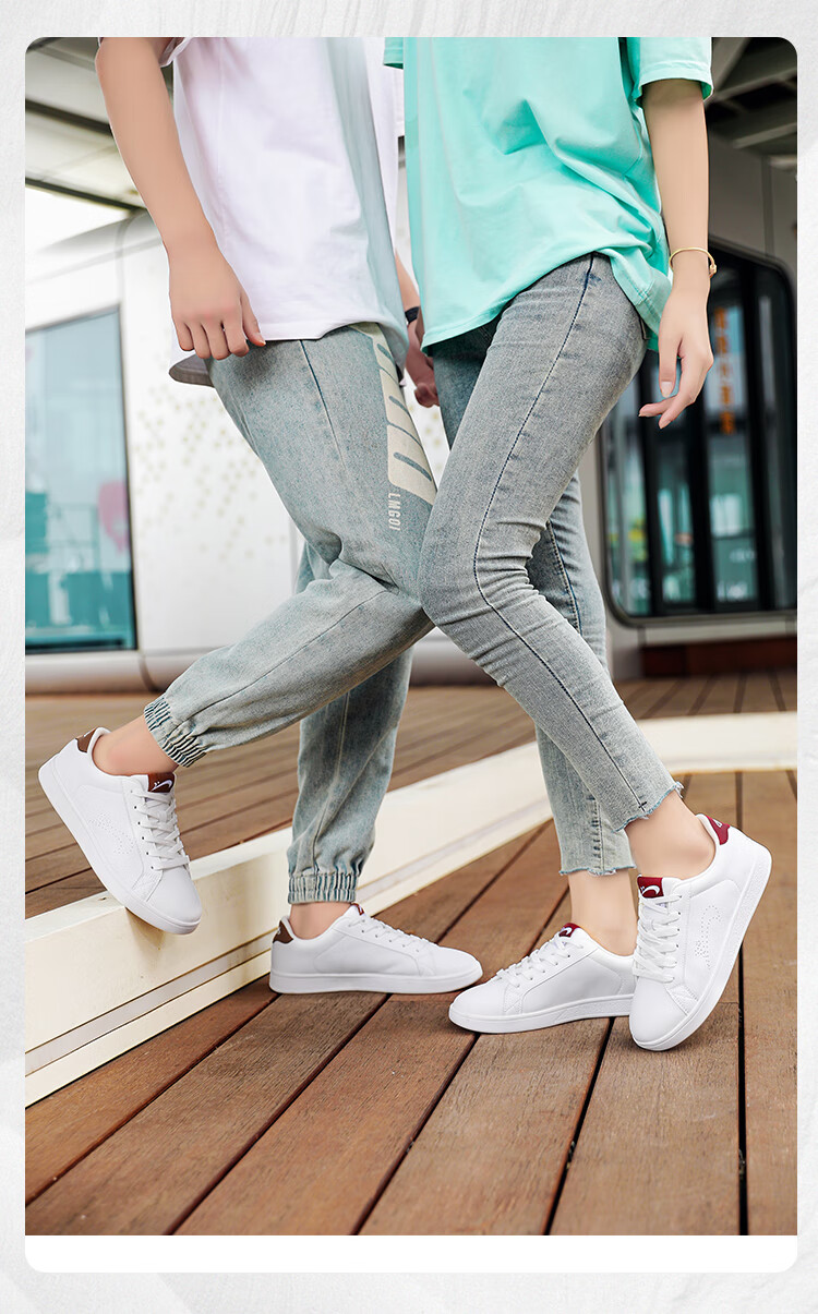 Guirenniao Canvas Shoes, Couple's Casual Shoes, Summer Women's Shoes, Versatile Sports Sneakers, White Men's Shoes, White/red, Women's Size 38 1