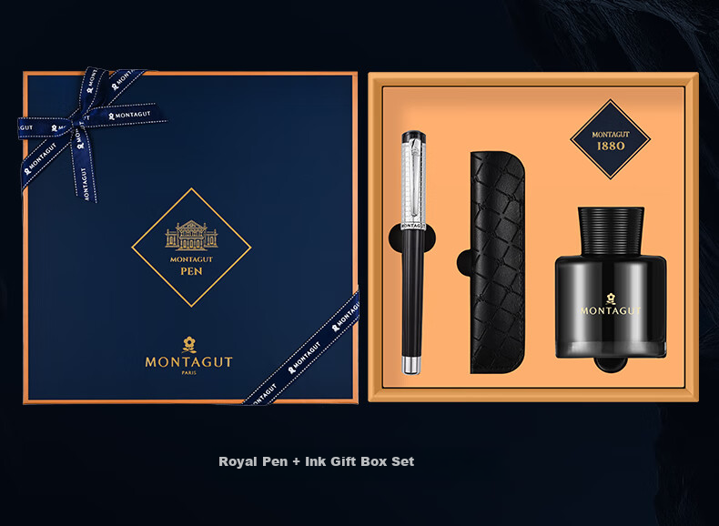 MONTAGUT [Best-Selling Product] Fountain Pen for Adults, Writing Practice, High-End Business Office Holiday Gift, Pen Case Set, Royal Series Blue Liya 9