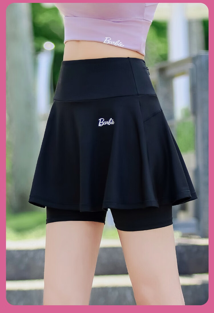 Barbie Tennis Skirt with Inner Shorts for Women, Badminton Skirt with Lining, Fitness Running Skirt, Lightweight Anti-Exposure Sports Shorts 1