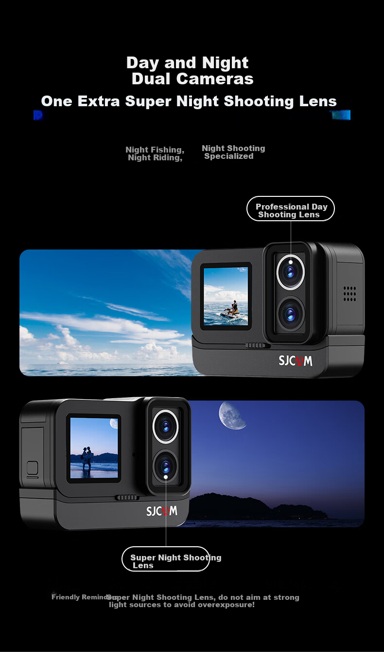 SJCAM Suying SJ20 Long-Lasting Version Night Shooting Dual Lens Anti-Shake Waterproof Action Camera Motorcycle Helmet Riding Recorder Outdoor Live Streaming Pre-Recording Vlog Fishing Camera 64 5