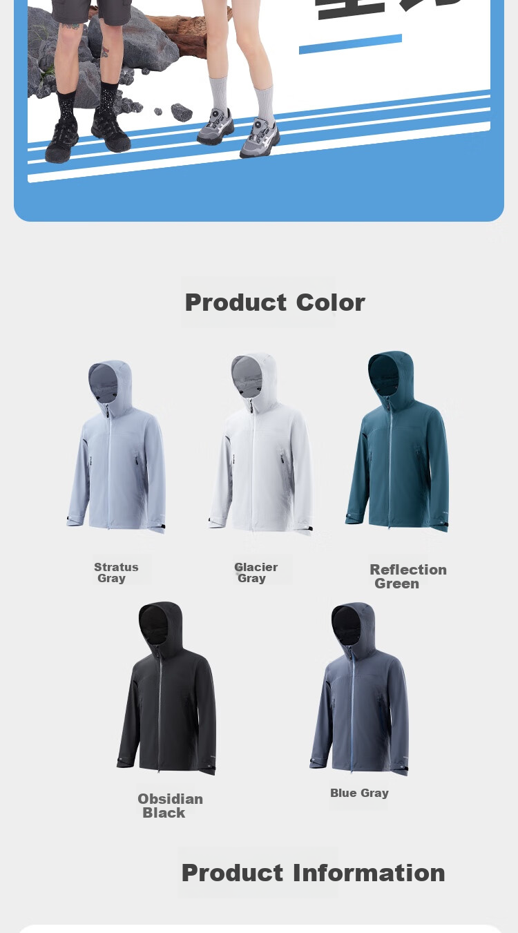 JD Original Chamois 700 Spring Outdoor Jacket, Elastic Hard Shell Coat for Men And Women, Triple Protection Single Layer, Cloud Gray, 3XL 17
