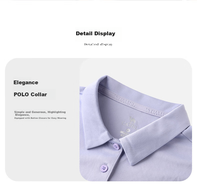 CAMEL Outdoor Quick-Dry Short-Sleeve Polo Shirt for Spring And Summer Couples, Breathable Moisture-Wicking Sports T-Shirt A14BZ01002 23