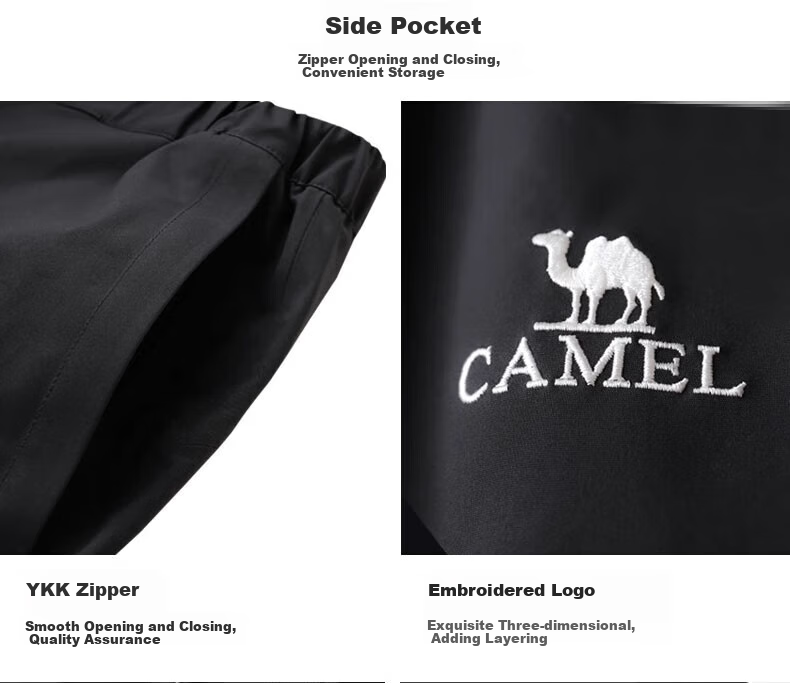 CAMEL Fleece-Lined Hiking Pants, Three-In Autumn And Winter Warm Mountaineering Ski Pants, 0045M Phantom Black, Men's M 23