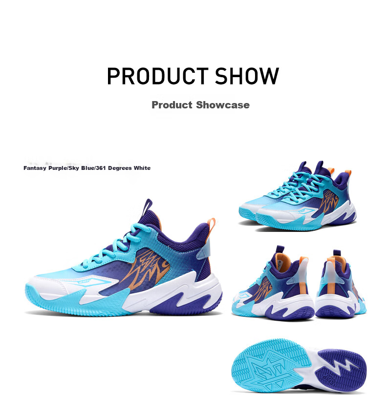 361° Hanjiang | Children's Basketball Shoes, Summer Practical Training, Youth Hard Court Wear-Resistant Basketball Shoes, Blue, Size 41 20