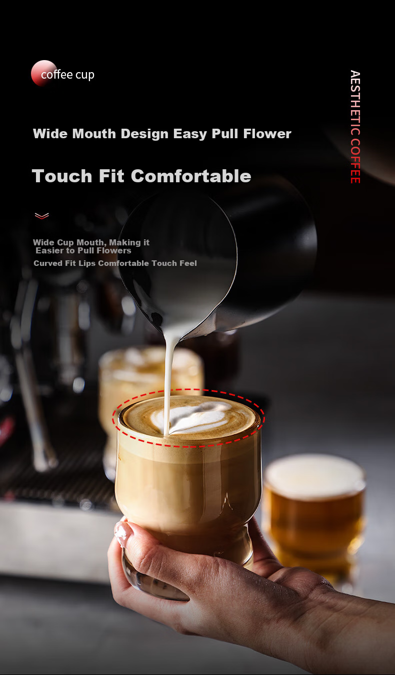 Bincoo Black Knight Glass Cup for Latte, Iced Americano, Milk, Special Cocktail, Coffee, Heat-Resistant Mug with Latte Art 6