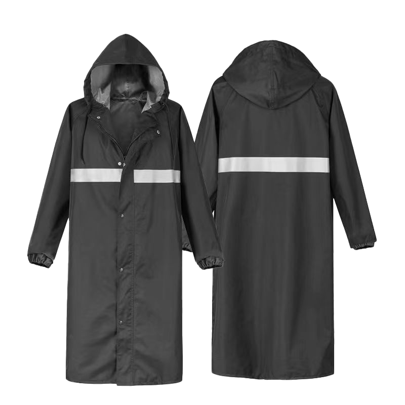 Jingxun Long Adult Raincoat, Windbreaker Style, Heavy Rain Protection, for Hiking, Fishing, Waterproof Poncho, Reflective Rainwear for Security Guards And Property Management