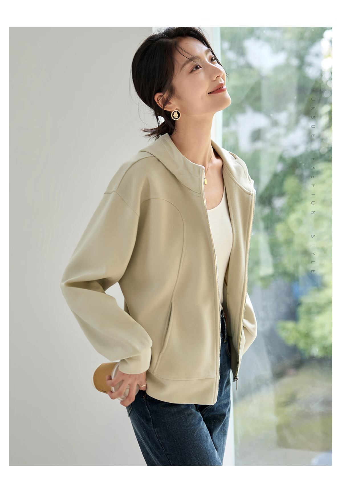 Chushen Spring and Autumn Casual Jacket Women Wilderness Mallard Design Splicing Fashion Casual Hooded Top S143U1001 15
