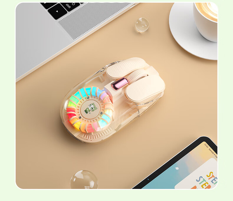 B.O.W Hangshi MD508L Transparent Backlit Wireless Bluetooth Dual-Mode Mouse Rechargeable Silent Ergonomic Universal Mouse for Laptop Home Office Titanium Silver 24
