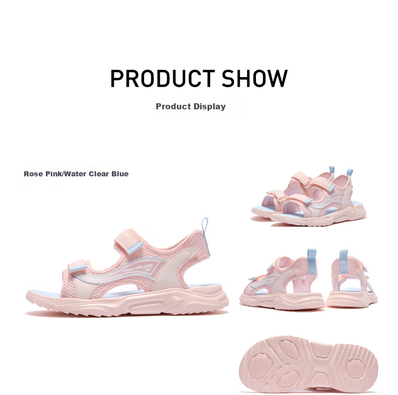 361° Children's Shoes, Girls' Sandals, Size 25, Summer, for Older Children, Breathable, Soft And Elastic, Wear-Resistant, Kids' Beach Sandals, Blue, Size 34 13