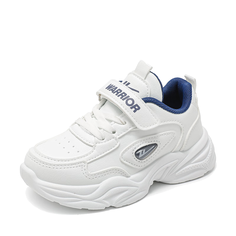 Warrior Boys' Shoes, Spring And Autumn Style, Velcro Closure, Lightweight Soft Sole, Children's Sneakers WZ-1103, White/blue, Size 32