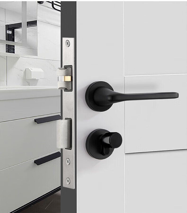 Auburn Handle Lock Split Indoor Bedroom Door Lock Silent Lock Body Copper Core Copper Key Door Lock A-19 Black 12