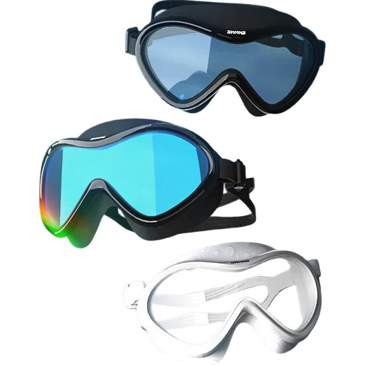 Очки для плавания SWANS Adult Swimming Goggles, мужские и женские, с широким обзором, антифог, защита от УФ, противотуманные, для взрослых, для дайвинга, профессиональные, большие, модель Ice White